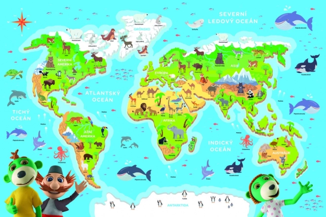 Vzdělávací puzzle 48 - Treflíci poznávají zvířata světa