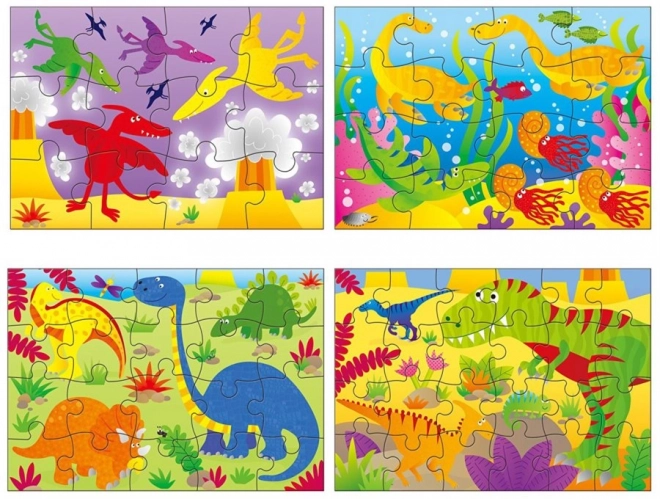 Puzzle V zemi dinosaurů pro děti 4v1