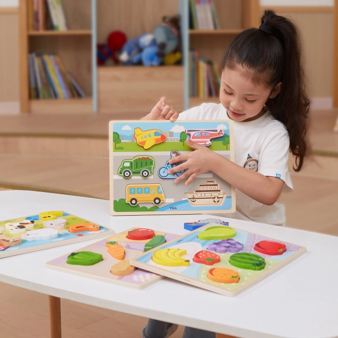 Dřevěné puzzle zelenina Montessori VIGA