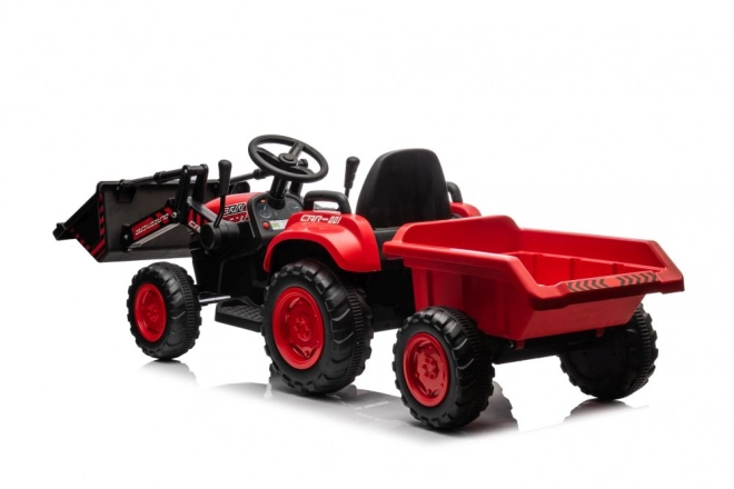 Dětský červený traktor s nabíjecím akumulátorem a lžící