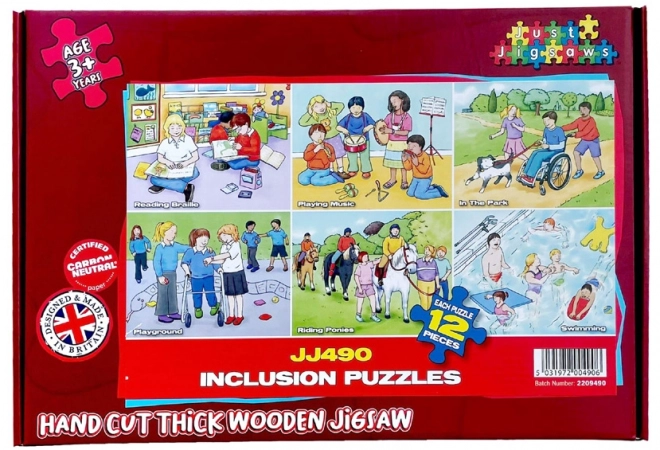 Dřevěné puzzle 72 dílů s inkluzivními motivy