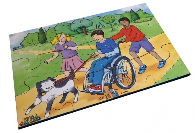 Dřevěné puzzle 72 dílů s inkluzivními motivy