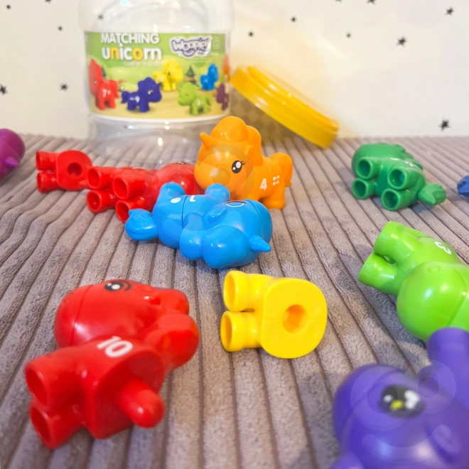 Montessori sada pro učení čísel a barev Jednorožci
