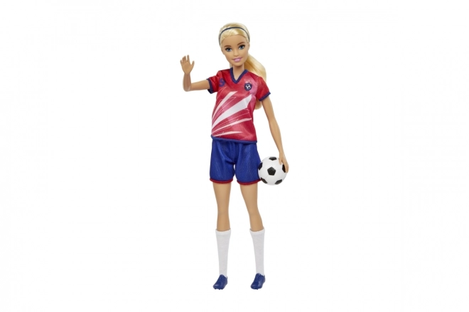 Barbie fotbalová panenka v červeném dresu