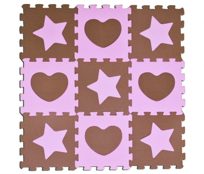 Pěnové puzzle hvězdy a srdce růžové