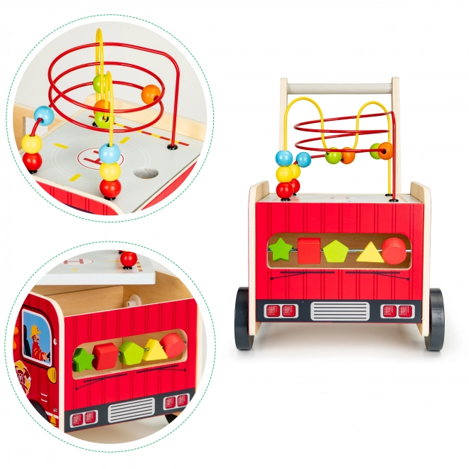 Dřevěný vzdělávací chodítko s kostkami - Hasičské auto ECOTOYS