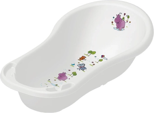 Dětská vanička 100 cm s potiskem Hippo – bílá