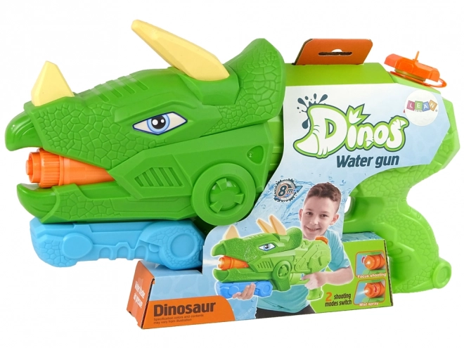 Vodní pistole Dinosaurus Triceratops 1330ml Zelený dosah 8m