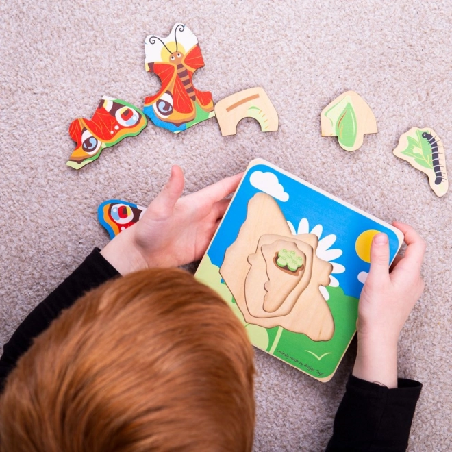 Bigjigs Toys Vkládací puzzle životní cykly – Motýl