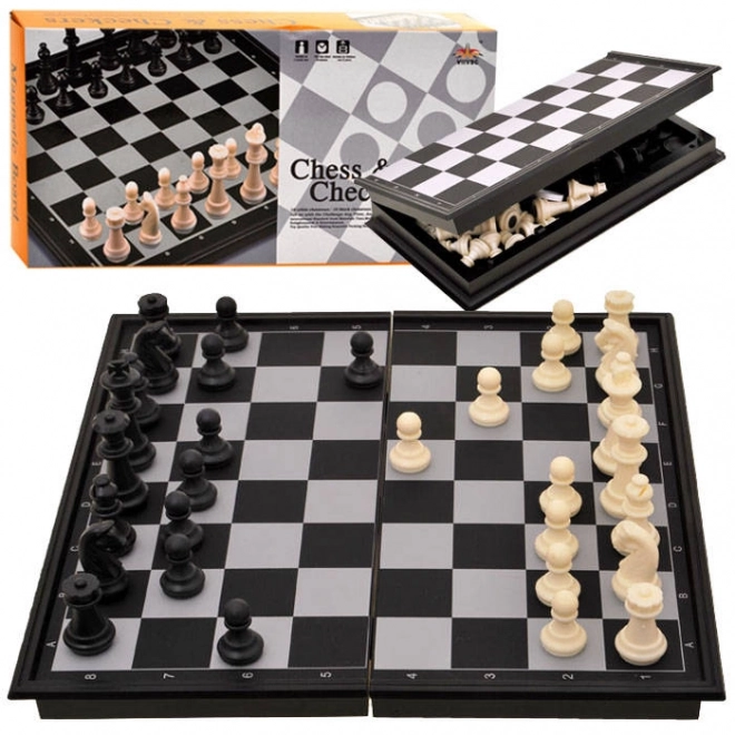 Magnetické šachy a dáma cestovní set 2v1