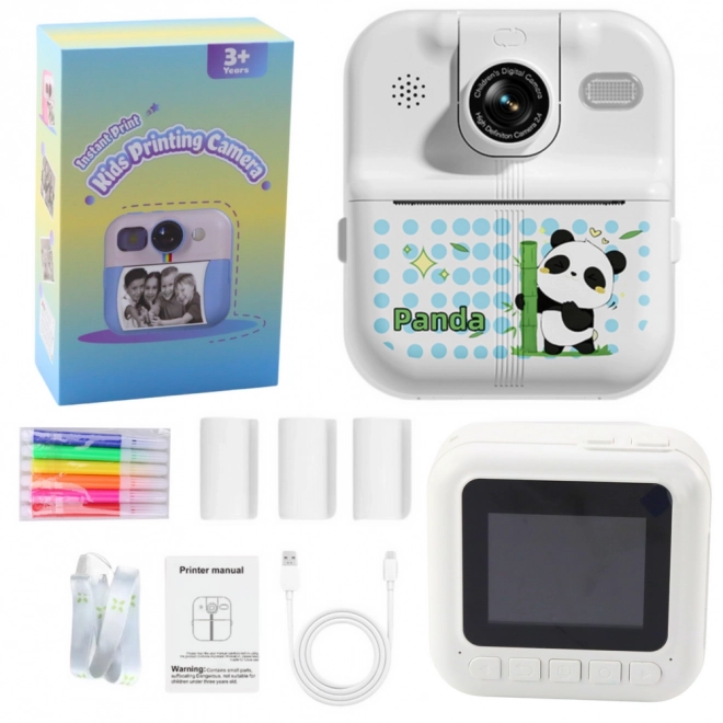 Dětský digitální fotoaparát s tiskárnou Panda bílý