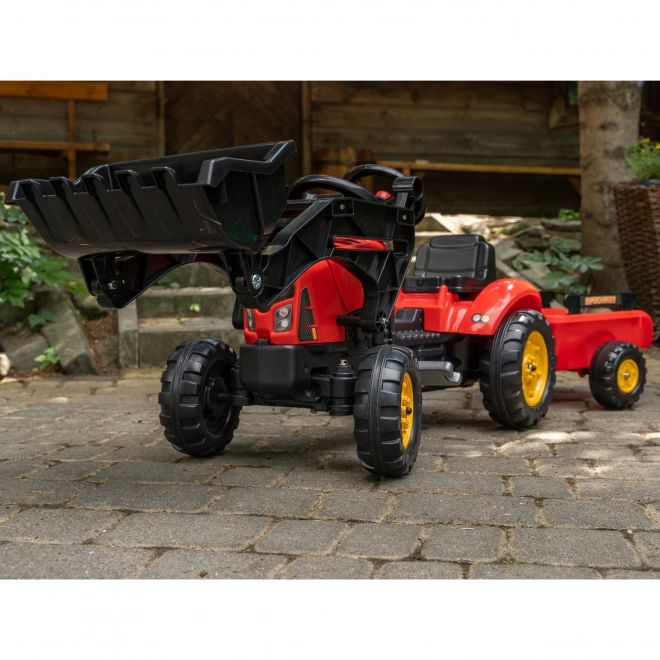 FALK Traktor šlapací 2030M Red Supercharger pedal charger s vlečkou