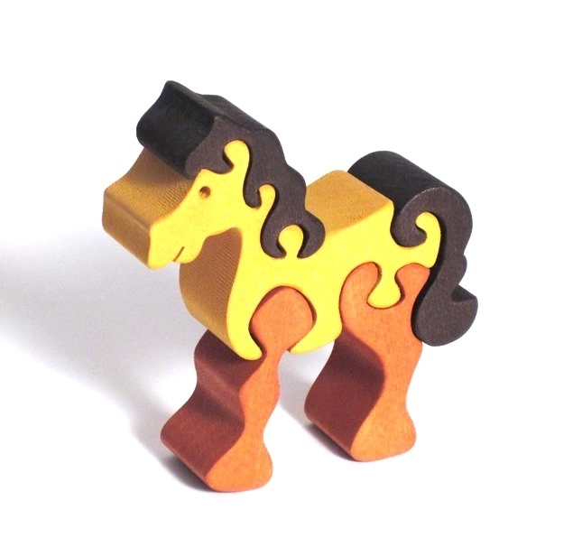 Fauna dřevěné vkládací puzzle kůň hnědý