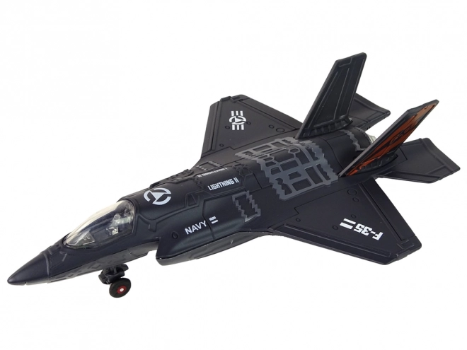 Černý třecí pohon letadla se světly a zvuky 1:72