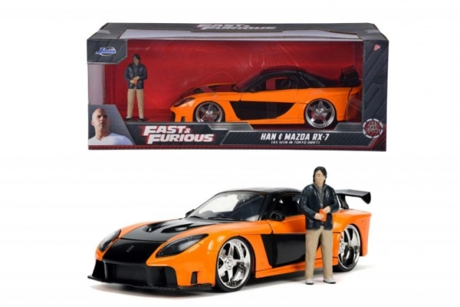 Rychle a zběsile model auta 1997 Mazda RX-7 s figurkou Han Lue