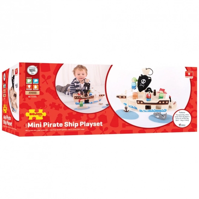 Dřevěná pirátská loď s příslušenstvím od Bigjigs Toys
