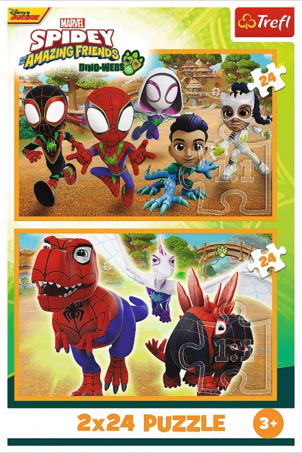 Puzzle Spidey a dinosauři 2x24 dílků