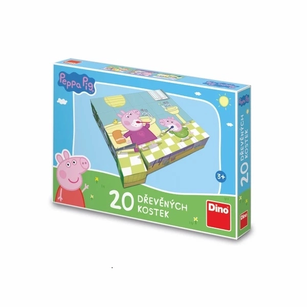 DINO Obrázkové kostky Prasátko Peppa: Veselý den, 20 kostek