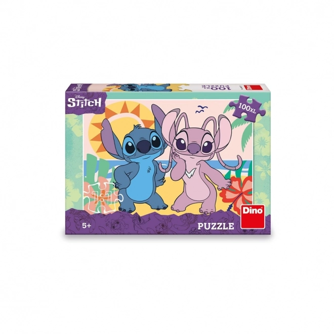 Skládanka Stitch na pláži 100 dílků