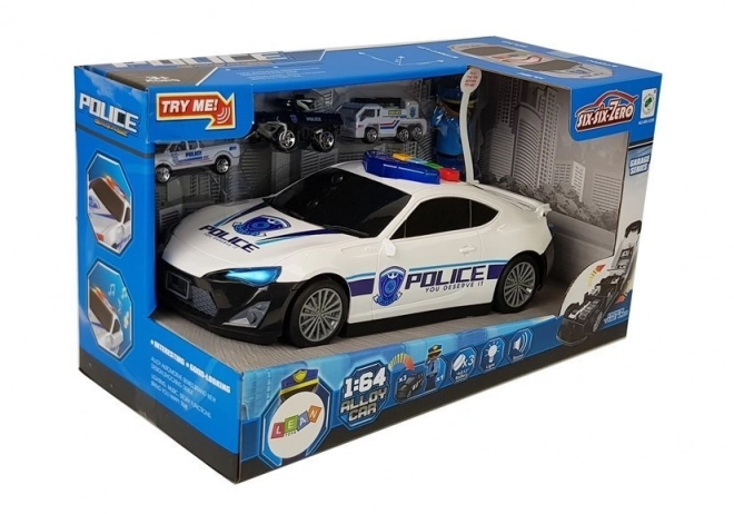 Policejní auto s garáží 2v1 se zvukem a světly