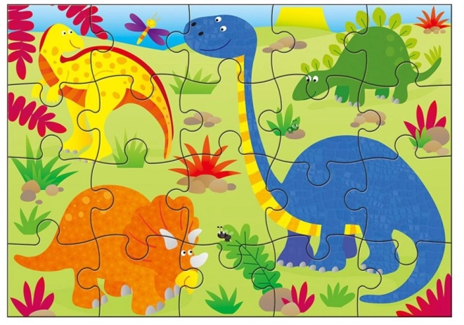 Puzzle V zemi dinosaurů pro děti 4v1