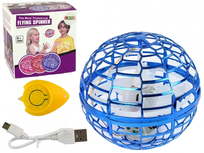 Létající rotující koule modrá Flynova LED 10 cm