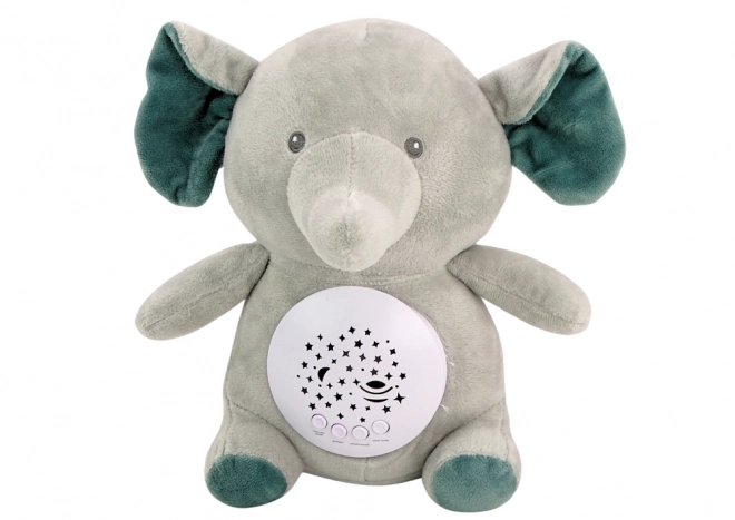 Sleeping Elephant Teddy Bear Melodies Lights Star Projector Grey