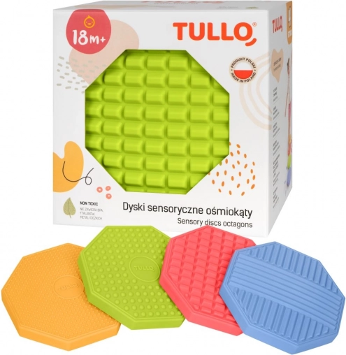 Smyslové osmiúhelníky různé textury 4 ks