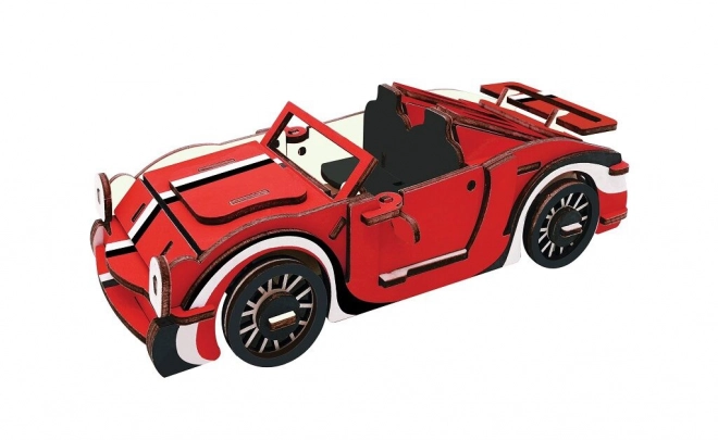 Dřevěné 3D puzzle Červený kabriolet pro děti