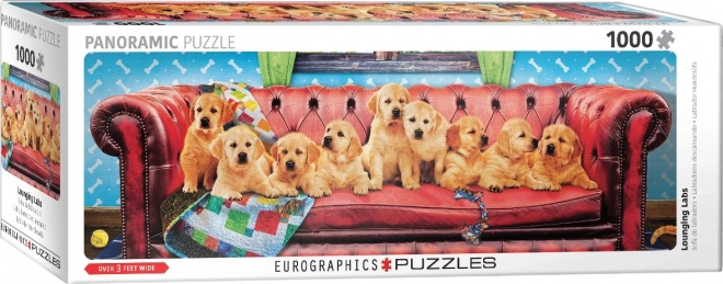 Panoramatické puzzle Labradoři na psí pohovce