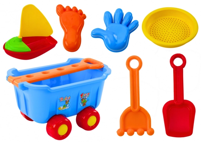 Barevný set hraček na písek s vozíkem