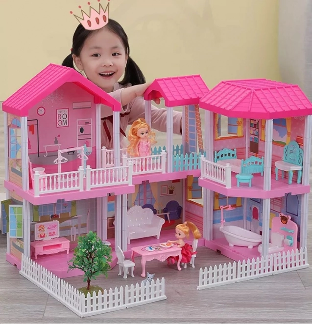 Skládací domeček pro panenky s LED osvětlením