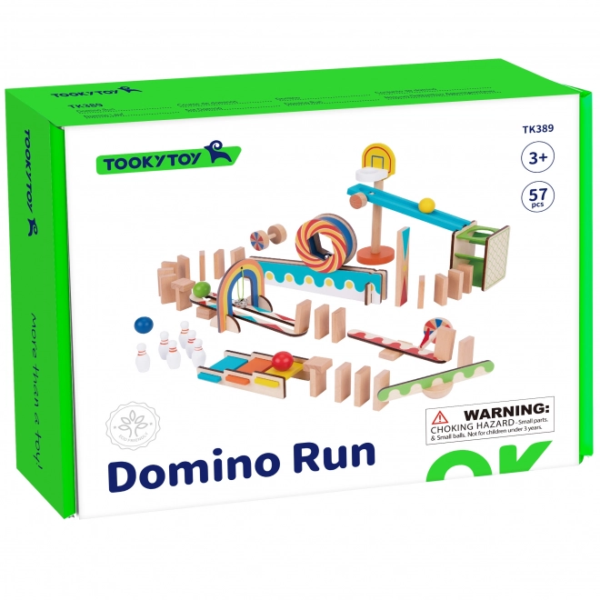 Dřevěné stavební kostky domino / domino puzzle Tooky Toy