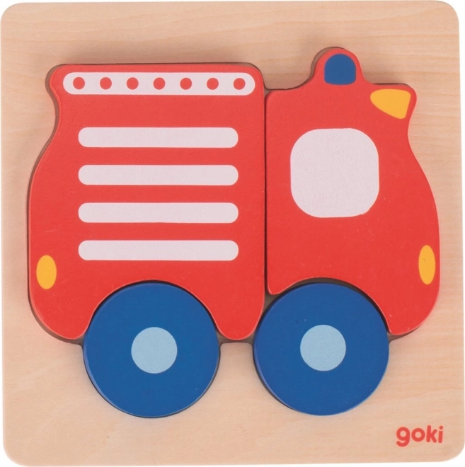 Dřevěné vkládací puzzle Hasičské auto