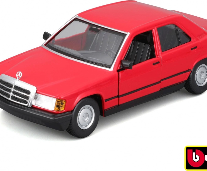 Kovový model auta Bburago 1:24 Plus 1987 Mercedes-Benz 190E červený