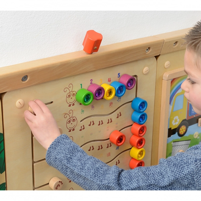 Kolorové housenky pro nauku čísel a množství - nástěnná vzdělávací tabule Montessori