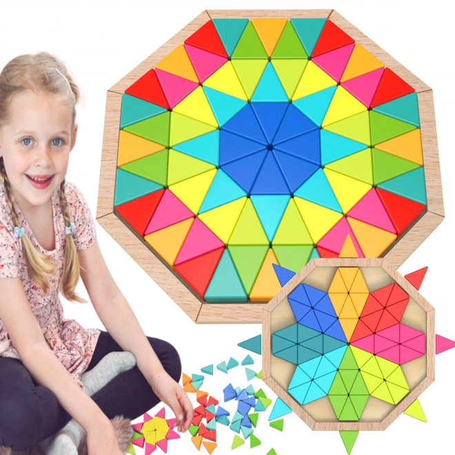 Tooky Toy Osmiúhelníková Dřevěná Mozaika Edukativní Puzzle