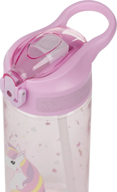 Tritanová láhev na pití s brčkem Rainbow Unicorn 500 ml