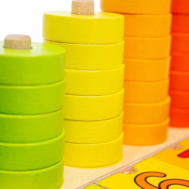 Bigjigs Toys dřevěná deska s číslovanými kroužky