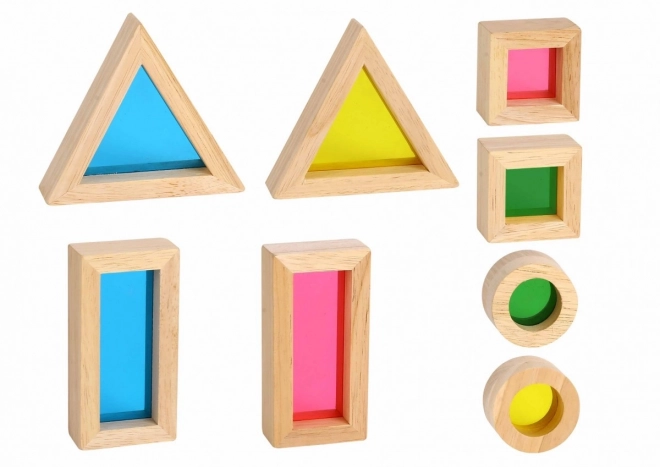 Dřevěné barevné zrcadlové kostky TOOKY TOY