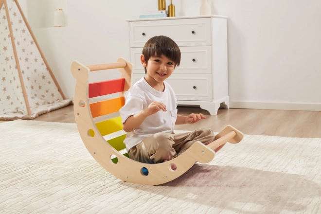 Viga dřevěný houpačkový most Montessori duhový