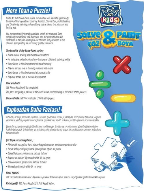 Vybarvovací puzzle dělení - 100 dílků