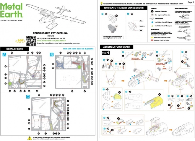 METAL EARTH 3D puzzle Letájící člun Consolidated PBY Catalina