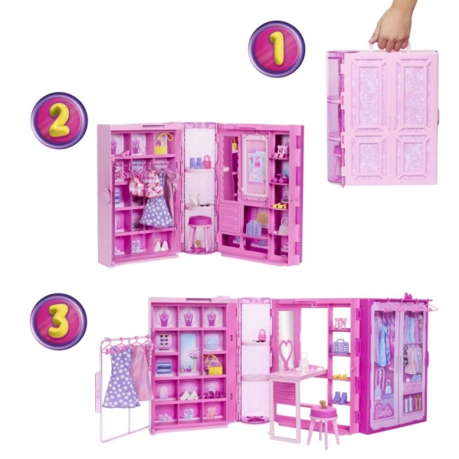 Barbie Šatník snů v pastelových barvách s panenkou
