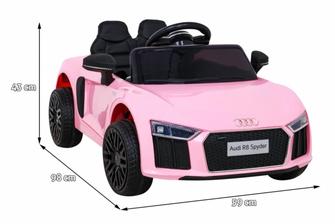Audi R8 na baterie pro děti Růžová + Dálkové ovládání + EVA + Pomalý start + MP3 LED