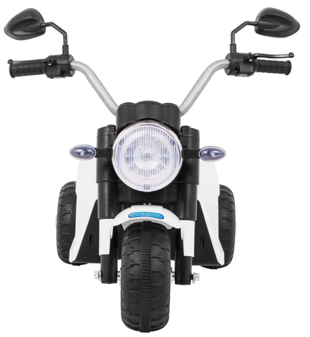 Dětské kolo MiniBike na baterie + zvuky + LED světla + eko kůže – Bílé