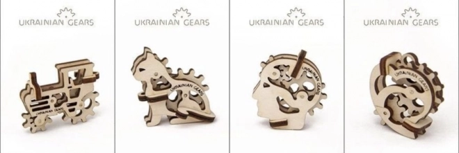 3D dřevěné mechanické puzzle Ugears - mechanické přívěšky