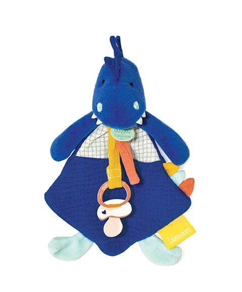 Doudou dinosaurus modrý 23 cm s uchytem na dudlík