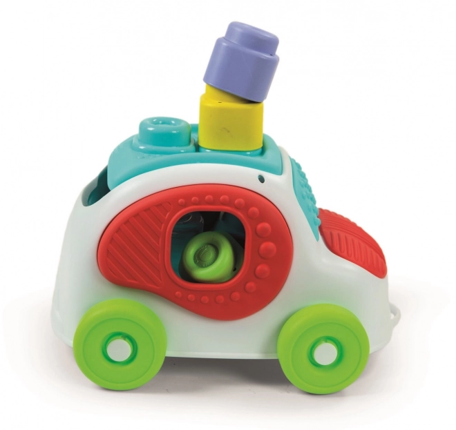 CLEMENTONI SOFT CLEMMY Vkládací senzorické autíčko s kostkami