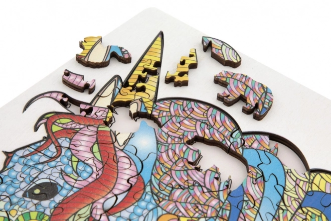 Dřevěné puzzle jednorožec